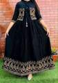 Stitched China Linen Long Gown For Women With A Screen Print Design Comfortable And Fashionable Size 42. 
