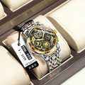 Stylish Poedagar Watch with 3D Gold Bezel and Day-Date Window.