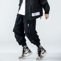 Techwear Ribbons Hop Tactical Cargo Pants Men's Casual Letter Embroidery Streetwear Dance Sport Pencil Pants Male Trousers.