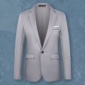 Men Blazer One Buckle Turndown Collar Long Sleeves Solid Color Plus Size Slim Fit Suit Jacket for Office. 