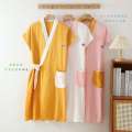 [ikuo] Multi Colors Couples Bath Robe Wearable Sleeveless Gown Cardigan Night Dress Women Cotton Robes Roomwear Clothes. 