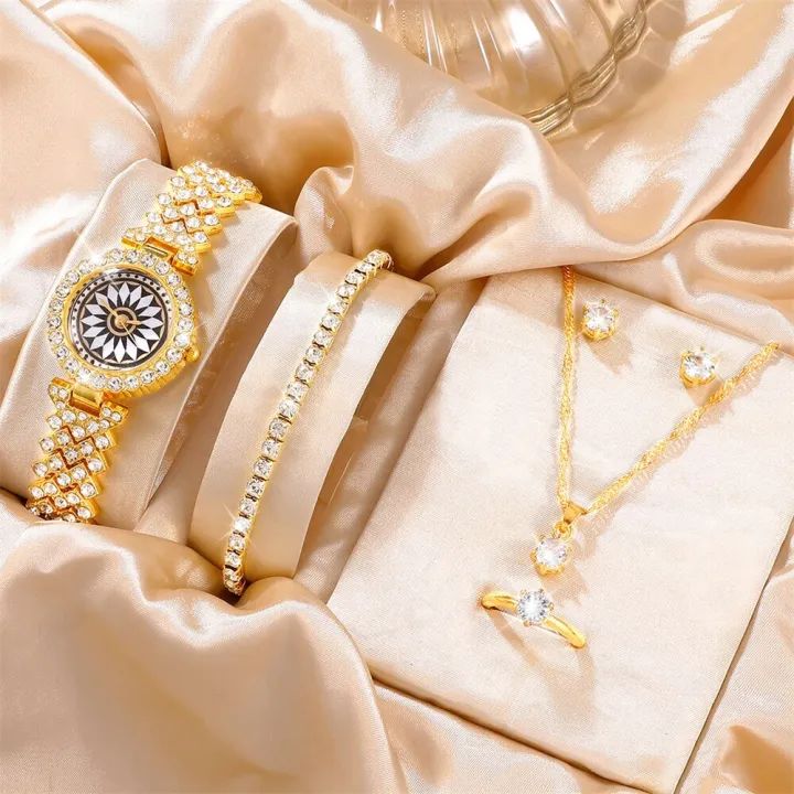 Elegant%20Female%206PCS%20Set%20Watch%20Necklace%20Ring%20Earrings%20Rhinestone%20Watches%20Set%20For%20Girls%20Luxury%20Stylish%20Watch%20-%20Image%202