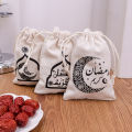 1/5/10Pcs Ramadan Gift Bag Eid Mubarak Lanterns Stars Moon Arabic Canvas Drawstring Pockets Middle East Festival Decorative Gifts. 