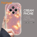 FELMYST for Redmi 14C Back Cover Pink Butterfly Cream Texture Wavy Edge Soft Silicone Phone Case.