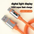 【Ready Stock+FREE Shipping+COD】120W Super Fast Charging Type C Mecha Digital Display Zinc Alloy Data Cable Fast Charging with Light Fot Type C Phone. 