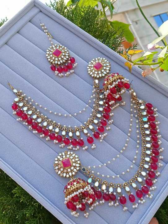 Indian Jumka Yarring - Ear Ring + Tikly