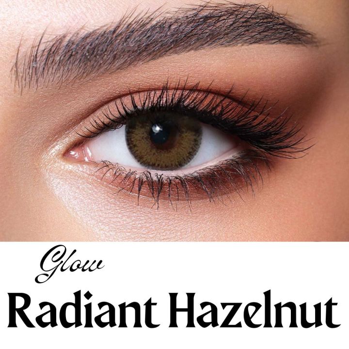 BELLA B25 Radiant Hazelnut glow Color Contact Lens with kit box & Solution 150ml FREE(full set) Bella Glow Series #r.hazelnutcombo