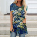 2022 Summer Elegant Womens Floral Printed T-shirt Women Fashion T-shirts Ladies Tops Tees Vintage Dziert Caseual Loose.