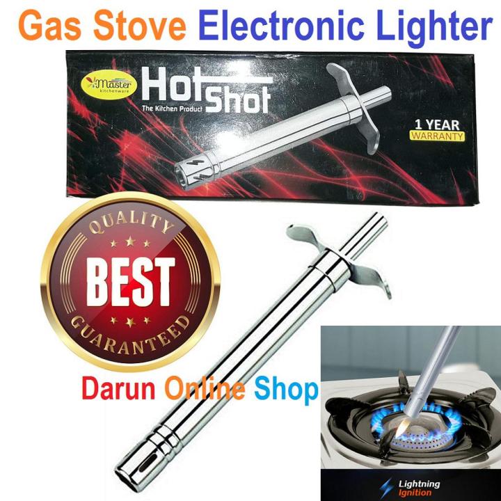 Electronic Gas Lighter - Silver, Hotshot Electronic Kitchen Stove Spark Gas Lighter