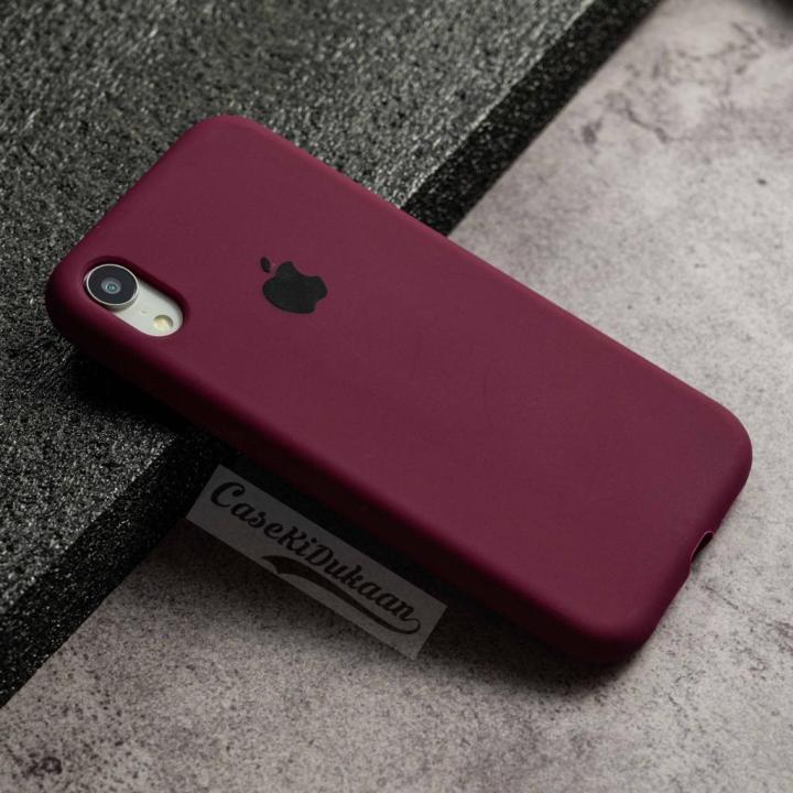 For Apple iPhone XR Luxury Shockproof Liquid Silicon Case Back Cover  Maroon/White/Black