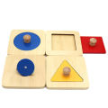 Montessori Wood Knob Puzzle Peg Board Geometric Shape Match Baby Educational Toy. 