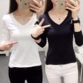 Solid Color Undershirt Base Shirt Women's Long Sleeve T T-shirt Women's Spring and Autumn Tight Top Slim Fit Inner Wear Korean Style Stretch.
