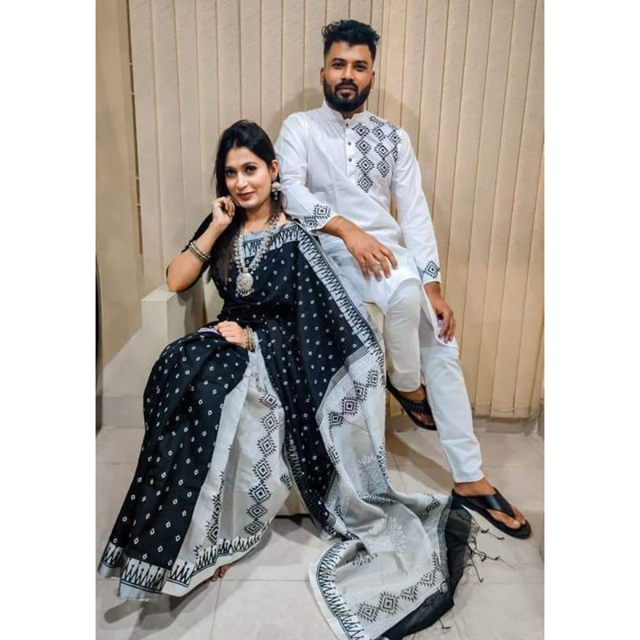 Dhupian Sari and Dhupian Punjabi for Combo Couples Clothing