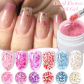LILYCUTE 8ml Natural Dried Flower Colorful Gel Nail Polish Pink Purple Blue Flower Fairy Painting Effect Nail Art Gel Varnishes.