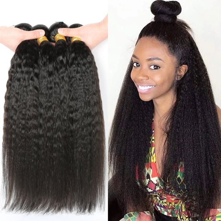 Peruvian Kinky Straight Bundles 10A 100% Remy Human Hair