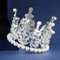 Mini Crown for Kids Birthday Baby Shower Party Cake Topper Baking Decor Elegant Pearl Crystal Crown DIY Baking Cake Topper Decoration Hair Ornaments.