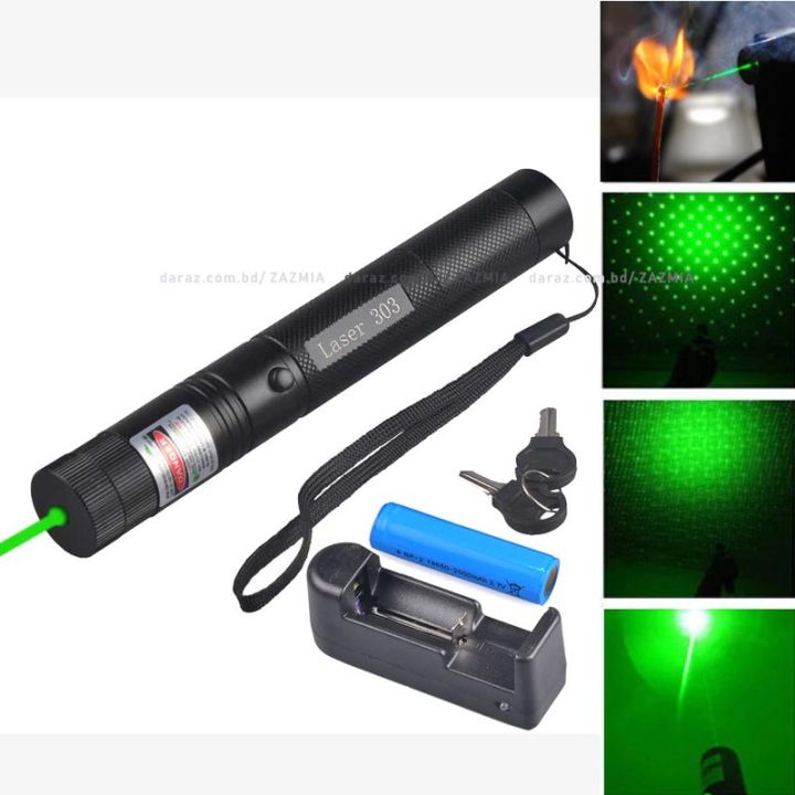 10 Miles 532nm Adjustable Focus Green Laser Pointer Beam Light Pen +Star Cap 5mw