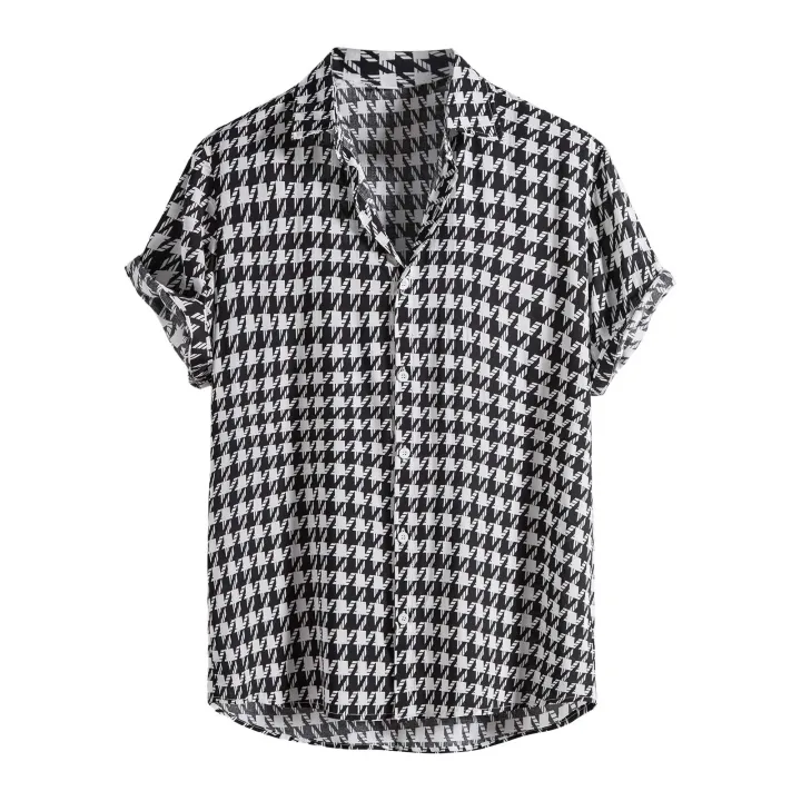 Men's%20Shirt%20Summer%20Leisure%20Ethnic%20Cotton%20Blend%20Men%20Shirt%20Houndstooth%20Plaid%20Print%20Lapel%20Short%20Sleeve%20Shirt%20Streetwear%20Top%20Camisas%20-%20Image%202
