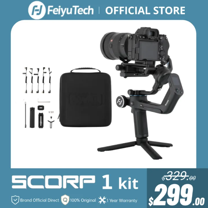 FeiyuTech SCORP-1 3-Axis Handheld Gimbal Stabilizer Handle Grip Display Screen for DSLR Camera Sony/Canon Remote Pole Tripod