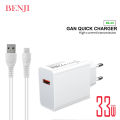 BENJI Quick Charger USB With Type C Fast Charging Cable Multiport Ports Phone Adapter.