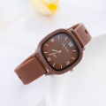 【Surprise Price】Minimalist Chic Square Women's Watch - Student Retro Style, Versatile Small Dial, Silicone Strap Quartz Watch for Women. 