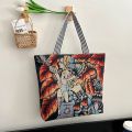 WPOT Retro Elegant Oil Painting Shopping Bag Travel Bag Flower Painted Tote Bag Women Art Handbag Canvas Bag Shoulder Bag. 