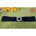 Black and Gold Buckle Ladies Belt - Stylish Black Strap with Golden Buckle, Perfect for Jeans and Dresses. 