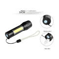 TechLimb Rechargeable LED Zoom Flashlight XPE+COB Torch Light with Telescopic Zoom | 4 Modes USB Charging Powerful Pocket Mini Torch for Home, Camping, Outdoor & Emergency | High Power Aluminum Alloy Water Resistant Shockproof Portable Handheld Light.