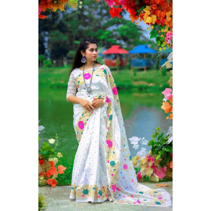 Exclusive Design Block Print Work Eid Shari Dhupiani Silk Shari For Women