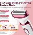 4-in-1 Electric Razor for Women - Rechargeable Painless Body & Facial Hair Remover, Bikini Trimmer for Legs, Underarm & Face, Portable Women's Shaver Set with Smooth Glide Technology.