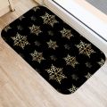 Black Golden ChristSnow Decoration 40*60 Kitchen Entrance Door Mats Coral Velvet Carpet Doormat Indoor Floor Anti-Slip Rug-40cmx60cm. 