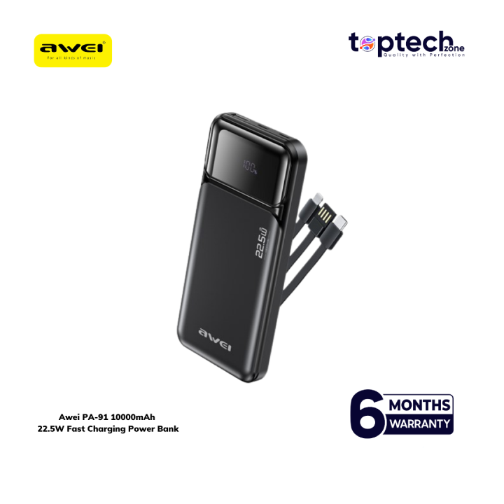 Awei PA‑91 10000mAh 22.5W Fast Charging Power Bank