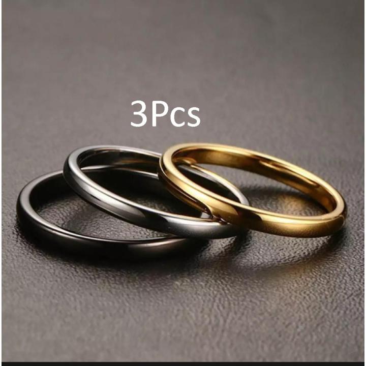 3 Pcs Stainless Steel Finger Rings for Unisex