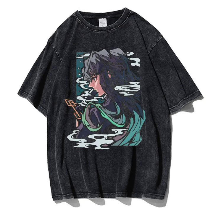 Vintage%20washed%20men%20T-shirts%20anime%20demon%20slayer%20Kamado%20tanjirou%20print%20t%20shirt%20casual%20shirts%20tops%20Y2K%20clothes%20-%20Image%204