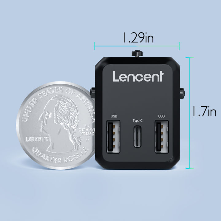 LENCENT%20All-in-One%20Charger%20Universal%20Travel%20Adapter%20with%201%20Outlet%203X%20USB%20International%20Power%20Converter%20for%20220+%20Countries%20Pakistan,UK,%20USA,%20Australia,%20Europe%20USA%20Plug%20Adapter,%202300W%20Cruise%20Ship%20Approved%20-%20Image%209