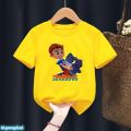 Cute Boys Girls Kawaii Sharking with Sharkdog Cartoon Print Children'S Tshirt Summer Baby Clothes White Short Sleeve Tops. 