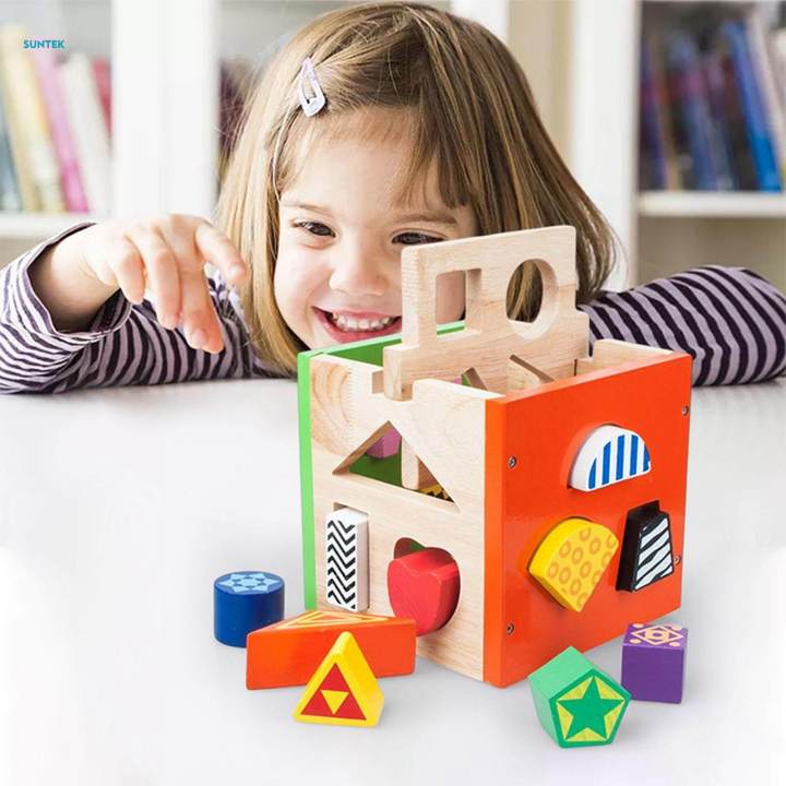 Wood%20Shape%20Sorting%20Box%20Building%20Blocks%20Geometry%20Learning%20Classic%20Toy%20for%20Preschool%20Age%203+%20-%20Image%203