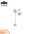 Asymmetric Snowflake Earrings Women Fashion Long Tassel Faux Pearl Eardrop Gift. 