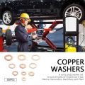 200Pcs Solid Copper Washer Flat Ring Sump Plug Oil Seal Assorted Set Box - Copper color 200Pcs. 