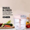 Hand Manual Blender Vegetable Cutter & Manual Meat Grinder - 6-Blade.