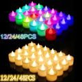 12/24/48Pcs Flameless LED Candles Lights Battery Powered Tealight Romantic Tea Candles for Birthday Party Wedding Decorations.