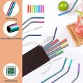 Individual 16 Pack Rainbow Color Reusable Metal Straws with Silicone Tip Colored Long Stainless Steel Straws Drinking Straw. 