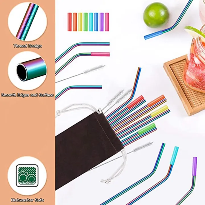Individual%2016%20Pack%20Rainbow%20Color%20Reusable%20Metal%20Straws%20with%20Silicone%20Tip%20Colored%20Long%20Stainless%20Steel%20Straws%20Drinking%20Straw%20-%20Image%204
