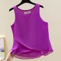 Women's Fashion RU Brand Summer Sleeveless Chiffon Shirt Tops Loose Large Size Slim Casual Women's Shirts Bottoming Camisole.