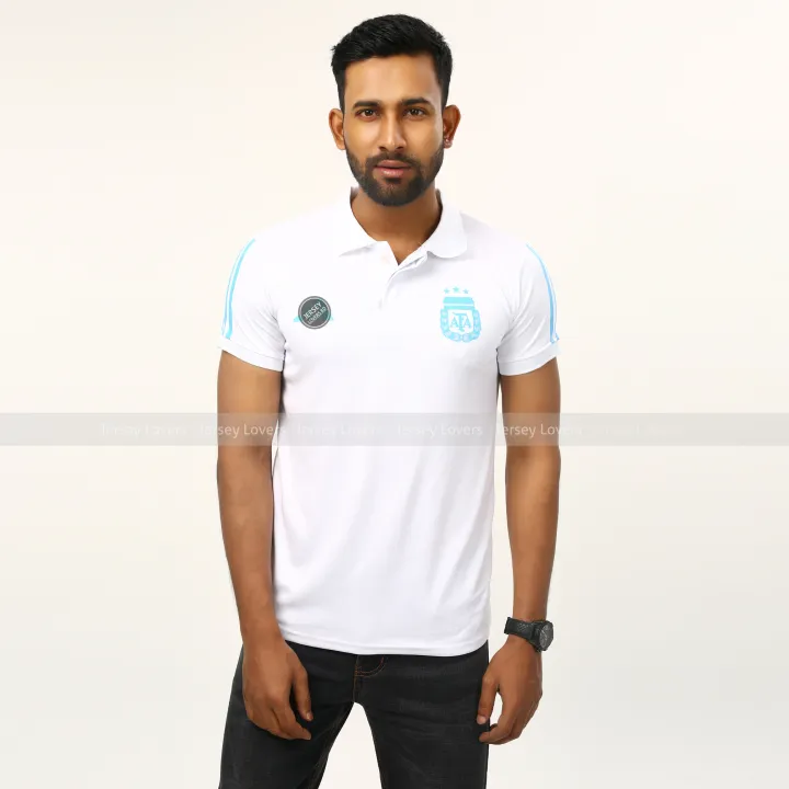 Argentina%20World%20Cup%20Training%20Thai%20White%20Polo%20T-Shirt/Jersey%20-%20Image%204