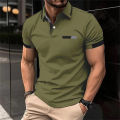 Fashion Solid Color Polo Shirt For Men Summer Lapel Short Sleeve Blouse Casual Simplicity Style Golf Wear Loose T-Shirt.