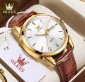 OLEVS 6898 Watch Men Quartz Waterproof Leather Watch for Men Day and Date. 