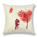 Amazon Hot Sale Valentine's Day Pillow Cover Red Peach Heart Couple Linen Cushion Love Heart Tree Lumbar Cushion Cover.