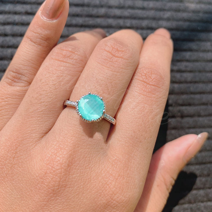 Sterling Silver Single Stone Simple Style Zircon Stone Ring For Girls