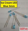 50Pcs Ultra Bright Blue Color 3mm Ice Cream LED Light Emitting Diode For Lighting LED Outdoor LED Torch Light Electronic Project DIY.